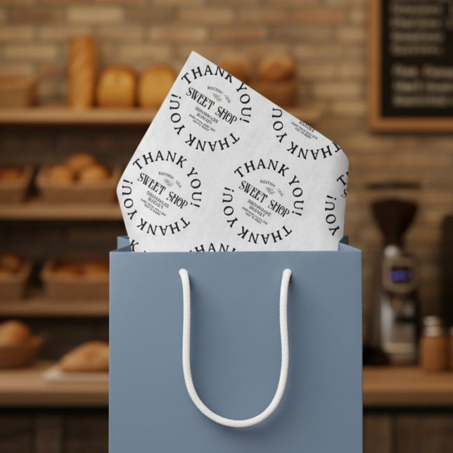 Papier Mousseline Logo d'arc personnalisé Merci pour petites entrepr (Wrap up your customer's favorite purchase in this custom tissue paper! )