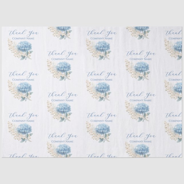 Papier Mousseline Logo élégant du Merci Hydrangea Blue (Recto)