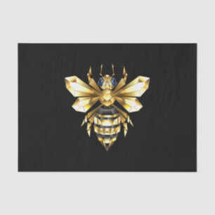 Papier Mousseline Logo Faux Gold Foil Bee Polygonal sur Noir