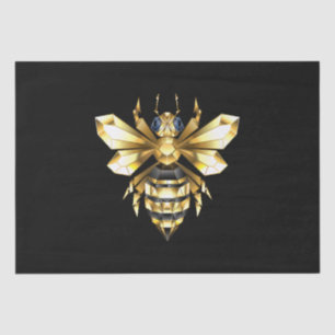 Papier Mousseline Logo Faux Gold Foil Bee Polygonal sur Noir