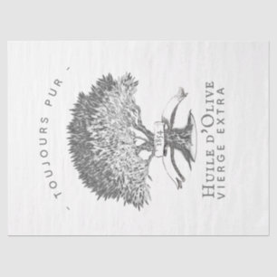 Papier Mousseline Logo Logo Arbre Vintage de l'huile d'olive françai