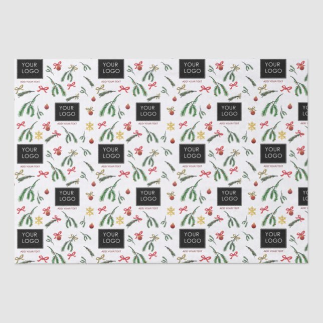 Papier Mousseline Logo Marqué Festive Holiday Business Company (Recto)