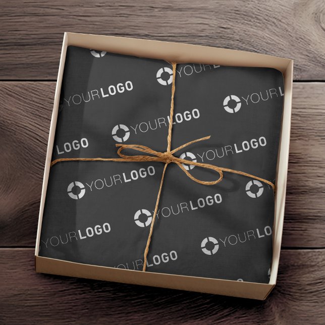 Papier Mousseline Logo personnalisé de la société en noir (Custom company logo black branded tissue paper)