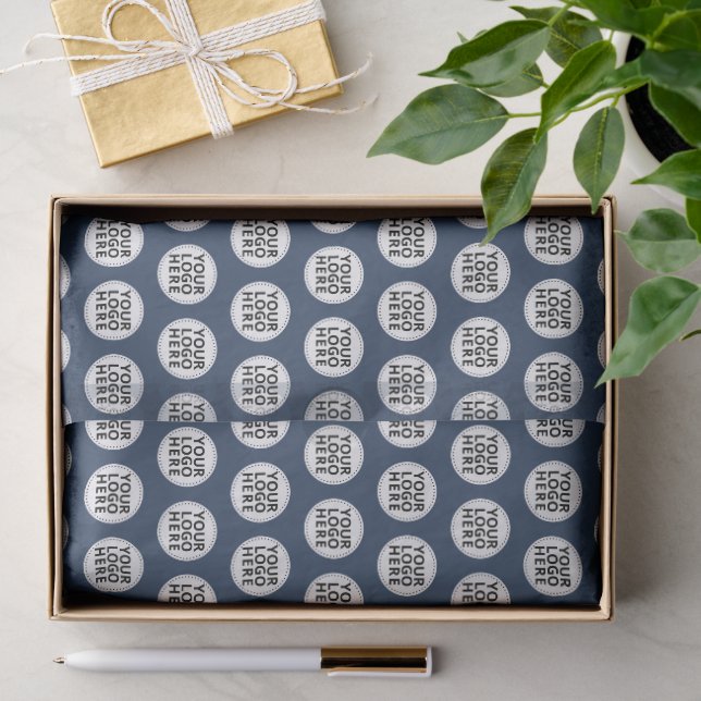 Papier Mousseline Logo répétitif Navy  (Cadeau)