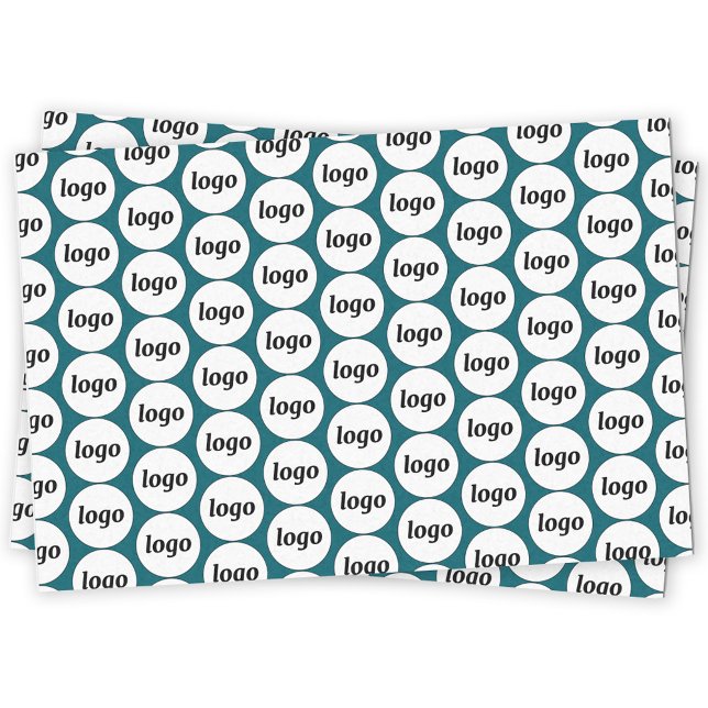 Papier Mousseline Logo simple Motif professionnel Turquoise vert (Simple logo pattern business branding promotional teal green tissue paper)