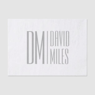 Papier Mousseline Logo Stylish Minimal & Modern Grey Initiales & Nom