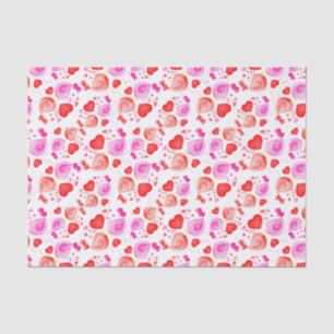 Papier Mousseline Loisirs Watercolor art tissu de coeur rose rouge
