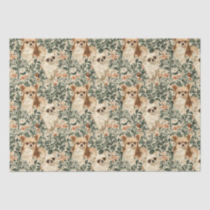 Papier Mousseline Long Haired Chihuahuas William Morris style floral