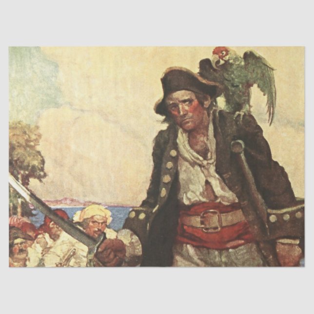 Papier Mousseline "Long John Silver" Pirate Art de Louis Rhead (Recto)