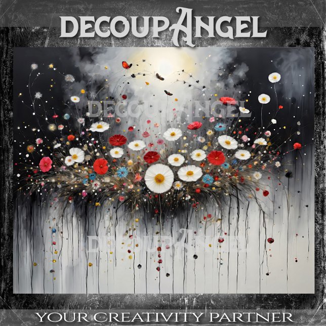 Papier Mousseline L'Ornement Floral Coloré. - Découpage - (Créateur téléchargé)