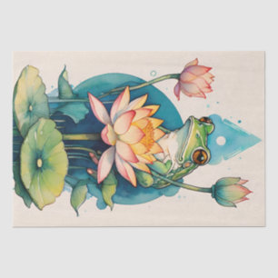 Papier Mousseline Lotus Flower Frog Cute Froggy Flowers
