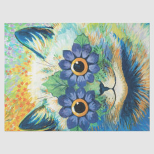 Papier Mousseline Louis Wain Chat Psychedelic