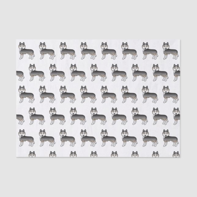 Papier Mousseline Loup clair Gris Sibérien Husky mignon Motif (Recto)