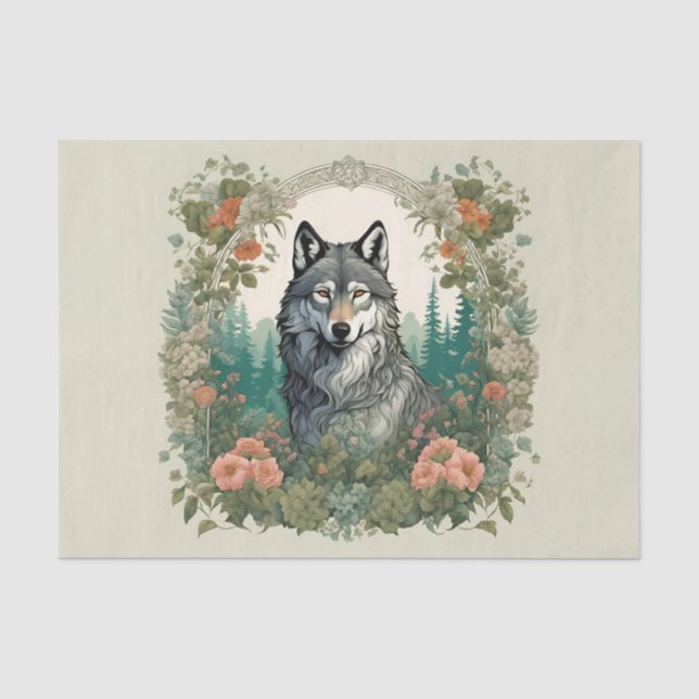 Papier Mousseline Loup Cottagecore Decoupage (Recto)