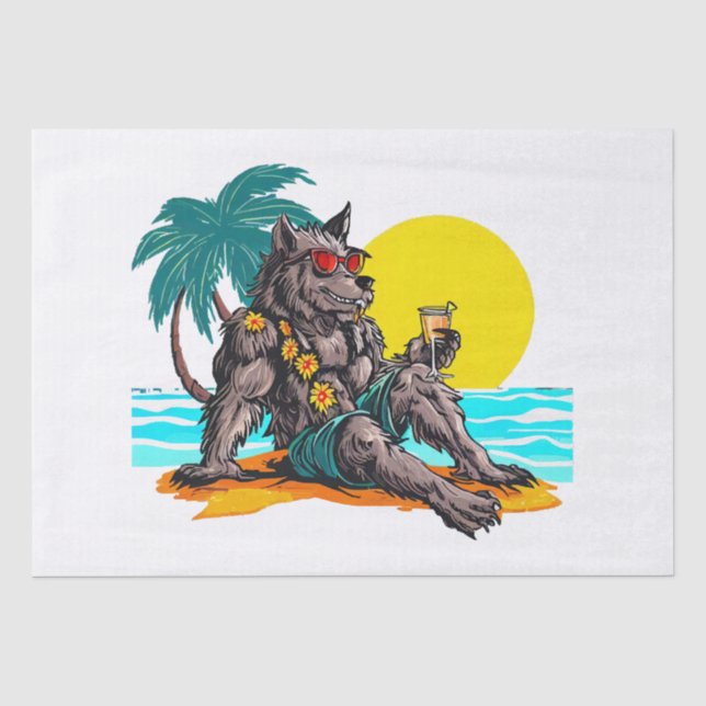 Papier Mousseline loup-garou en vacances (Recto)