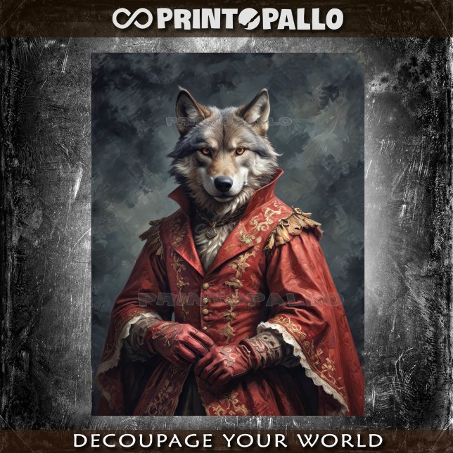 Papier Mousseline Loup Ussar en uniforme militaire victorien (Créateur téléchargé)