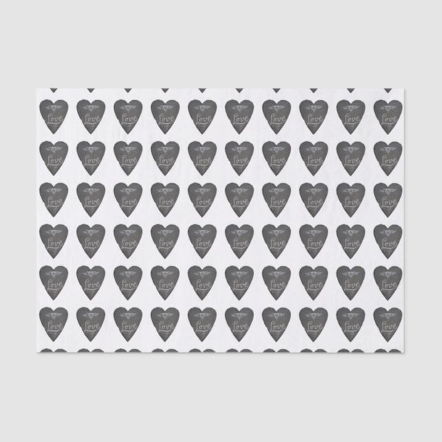 Papier Mousseline Love and Heart in Chalk Chalkboard Pattern (Recto)