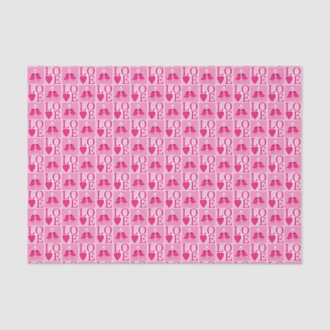 Papier Mousseline Love Birds in Pink Pattern (Recto)