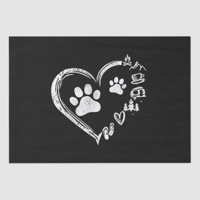Papier Mousseline Love Camping Chien Empreinte de patte Heart Flip F (Recto)