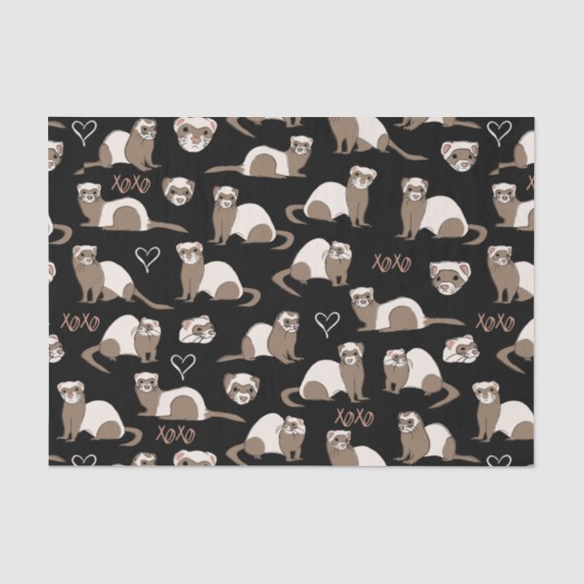 Papier Mousseline Love Ferrets - Noir (Recto)