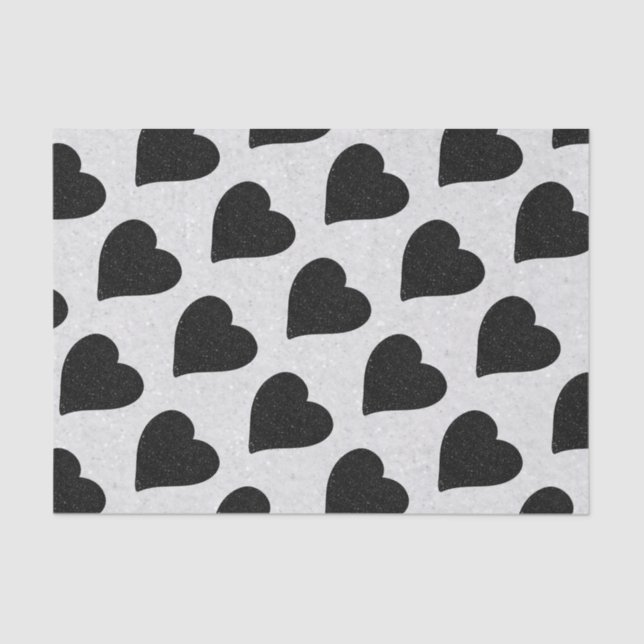 Papier Mousseline Love Heart Black Parties scintillant papier de la  (Recto)