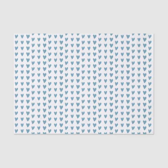Papier Mousseline Love Hearts Blue Watercolor Motif Party (Recto)