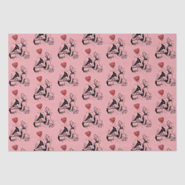 Papier Mousseline Love Me Heart (chien)Papier      Tissu (Recto)