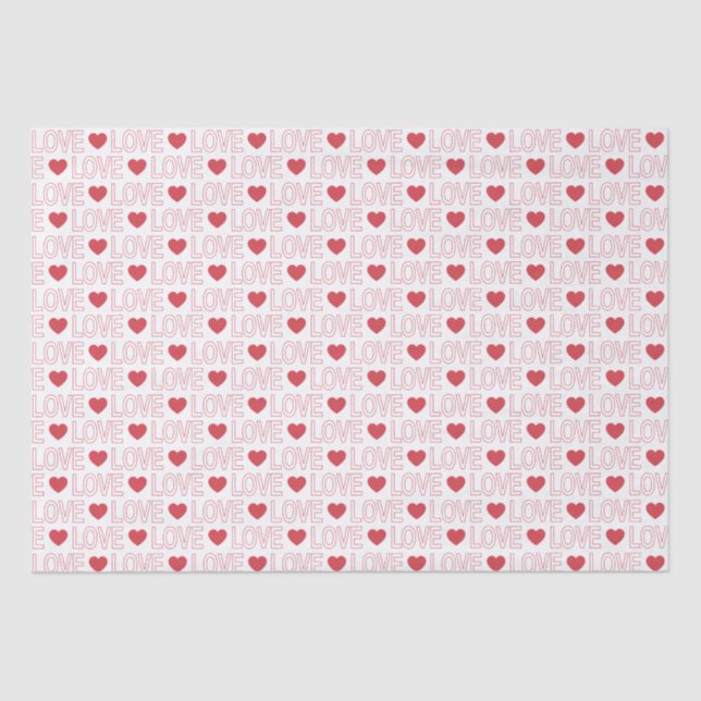 Papier Mousseline Love Motif Tissu Papier - Red Outline (Recto)