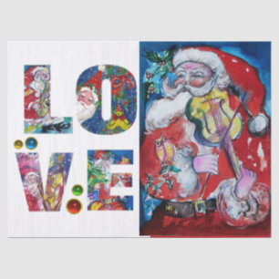 PAPIER MOUSSELINE LOVE MUSICAL XMAS PARTY SANTA CLAUS VIOLIN JOUEUR