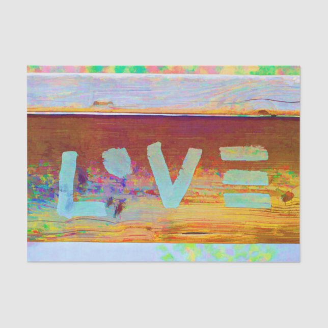 Papier Mousseline Love Retro Hippy Brown Green Bohemian Country Art (Recto)