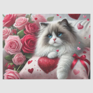 Papier Mousseline Love Roses et Ragdoll Cats