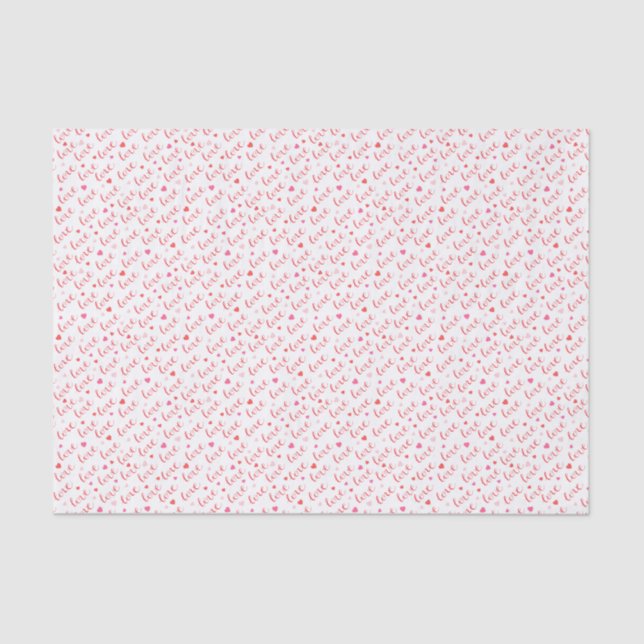 Papier Mousseline Love Valentine Pink Red Hearts (Recto)