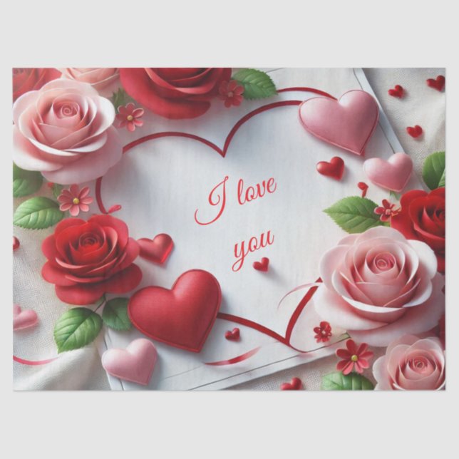 Papier Mousseline Love Valentine's Day Rose Tissu Paper (Recto)