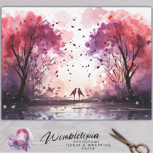 Papier Mousseline Lovebirds de Whimsal et découpage de l'arbre d'aqu