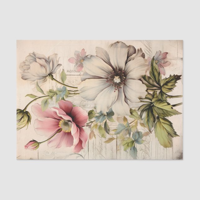 Papier Mousseline Lovely Vintage Inspired Botanical Flowers (Recto)