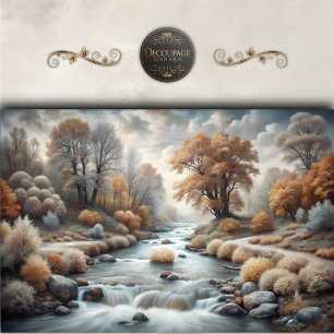 Papier Mousseline Lueur Automnale Brumeuse de la Rivière en Découpag