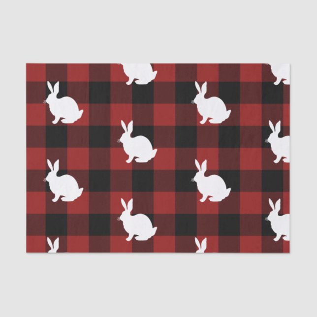 Papier Mousseline Lumberjack Red Buffalo Plaid Rabbit Motif Holidays (Recto)