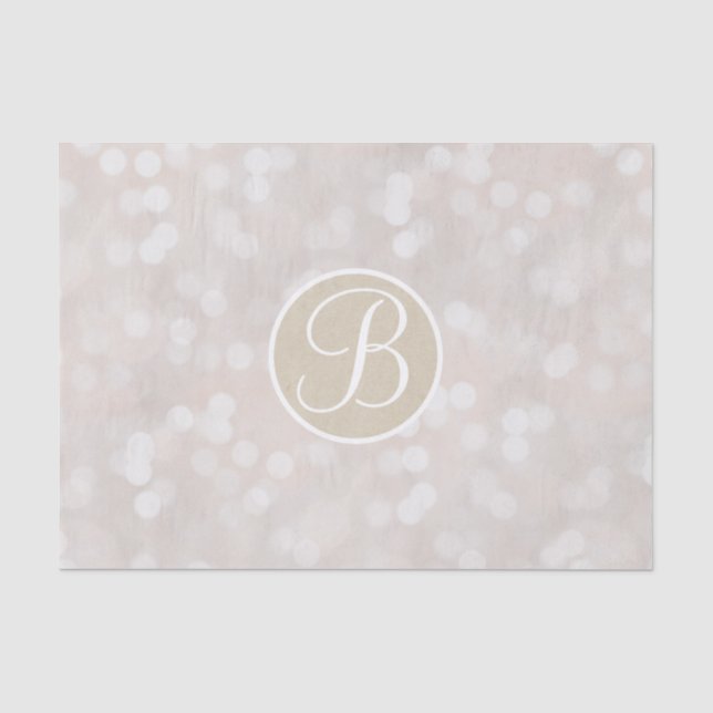Papier Mousseline Lumières Bokeh Blanches Monogramme Lettre Initiale (Recto)