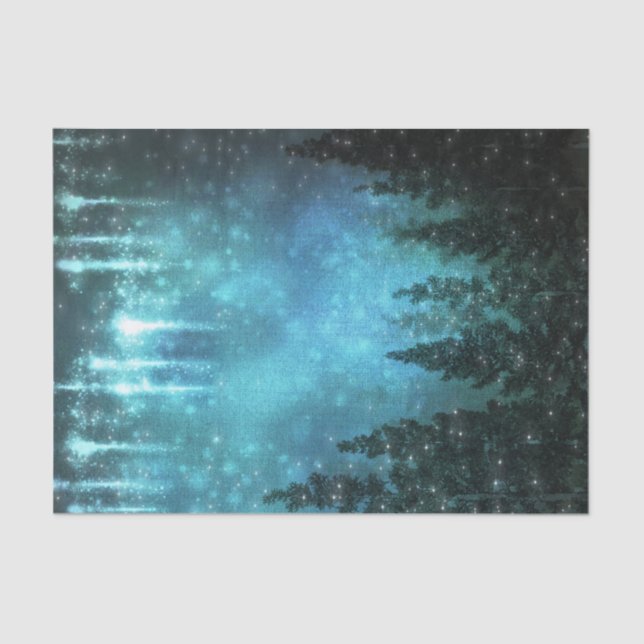 Papier Mousseline Lumières Étoilées Emballage Rustique de Pins Campa (Recto)