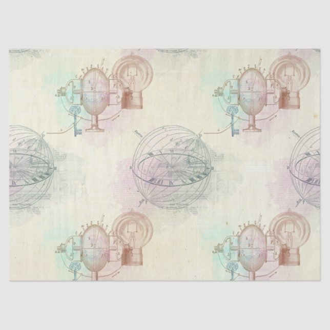 Papier Mousseline Lumières Steampunk, microphones et cadrans sur Jau (Recto)
