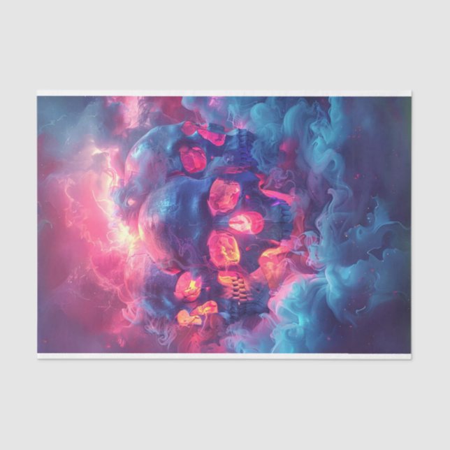 Papier Mousseline Luminosité du néon dans le dénouement du crâne fon (Recto)