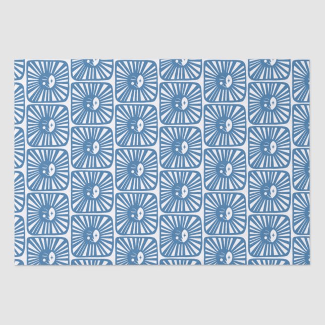 Papier Mousseline Lune brillante mignonne et charmant bleu lune lumi (Recto)