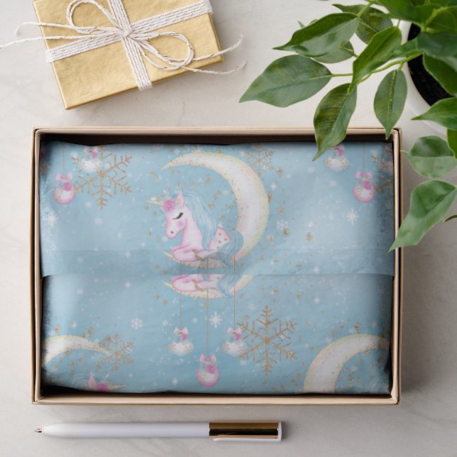 Papier Mousseline Lune de Noël Licorne (Cadeau)