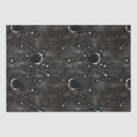 Lune de nuit étoilée céleste et étoiles Noir