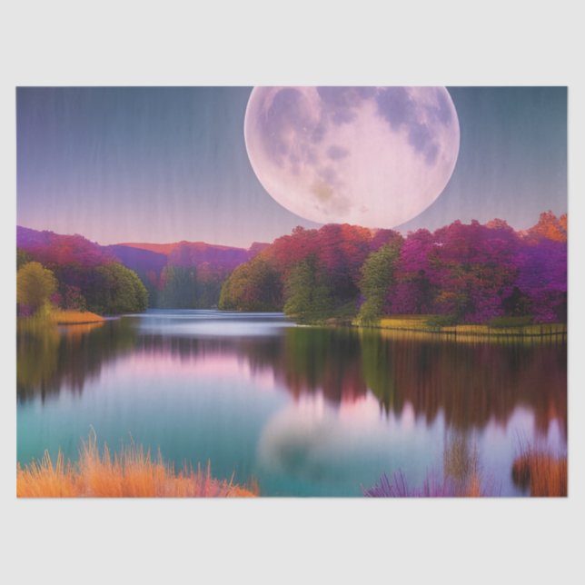 Papier Mousseline Lune de récolte d'automne violet (Recto)
