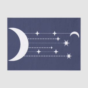 Papier Mousseline Lune et étoiles violet nuit perles ciel