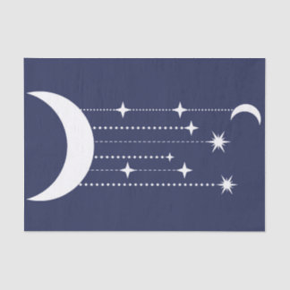 Papier Mousseline Lune et étoiles violet nuit perles ciel