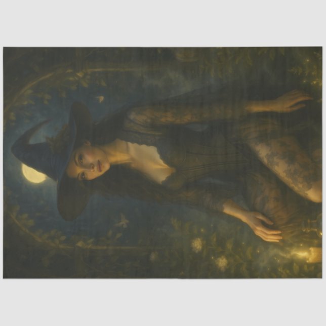 Papier Mousseline Lune Jardin Sorcière gothique Halloween Découpage (Recto)