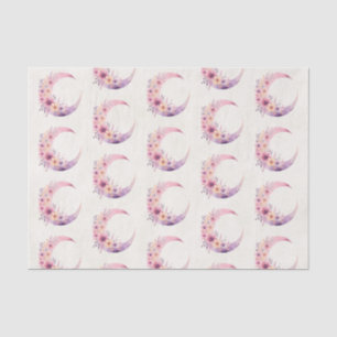 Papier Mousseline Lune rose Croissant avec Jolie Fleurs Motif