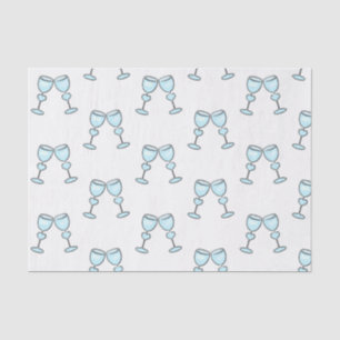 Papier Mousseline Lunettes de vin de coeur Mariage Whimsical bleu